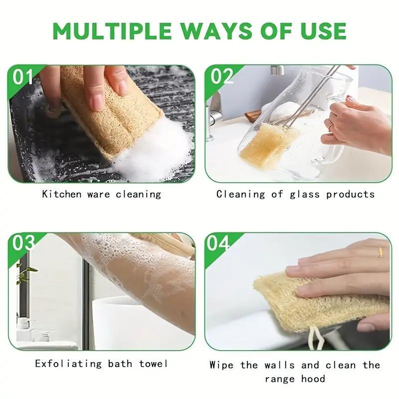 Product Introduction of Natural Loofah Bath Sponge, 4 Counts Bath Loofah, Bathing Accessories for Home Bathroom, Bathing Supplies, Home Supplies 6