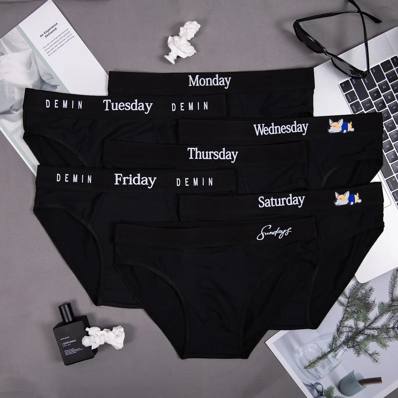 Combo 7 Quần Sịp Nam mặc đủ 1 tuần, Quần Lót Nam Menswear full màu đen thun lạnh in nhiệt họa tiết dễ thương T03 (Che tên khi giao hàng) Quần Boxer Boxer