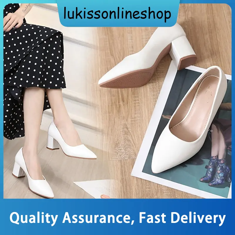 Elegant White Square Elegant White SquareWomen's Classic white heels shoes office work shoes fashion style Classy Walking Shoes Girl High Heels Footwear Heeled Casual glitter  stiletto women