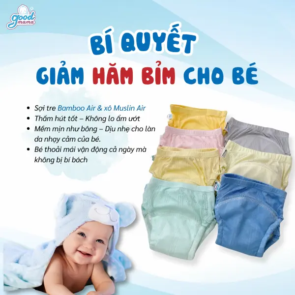 Quần Tập Bỏ Bỉm Goodmama THOÁNG KHÍ Cao Cấp Dành Cho Bé Từ 4-17kg