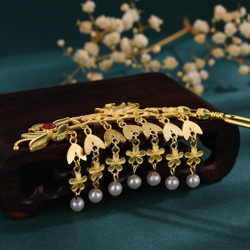 Product Introduction of Pure copper gold-plated lily of the valley trembling step shake ancient headdress hairpin han costume jewelry Tiktok 2
