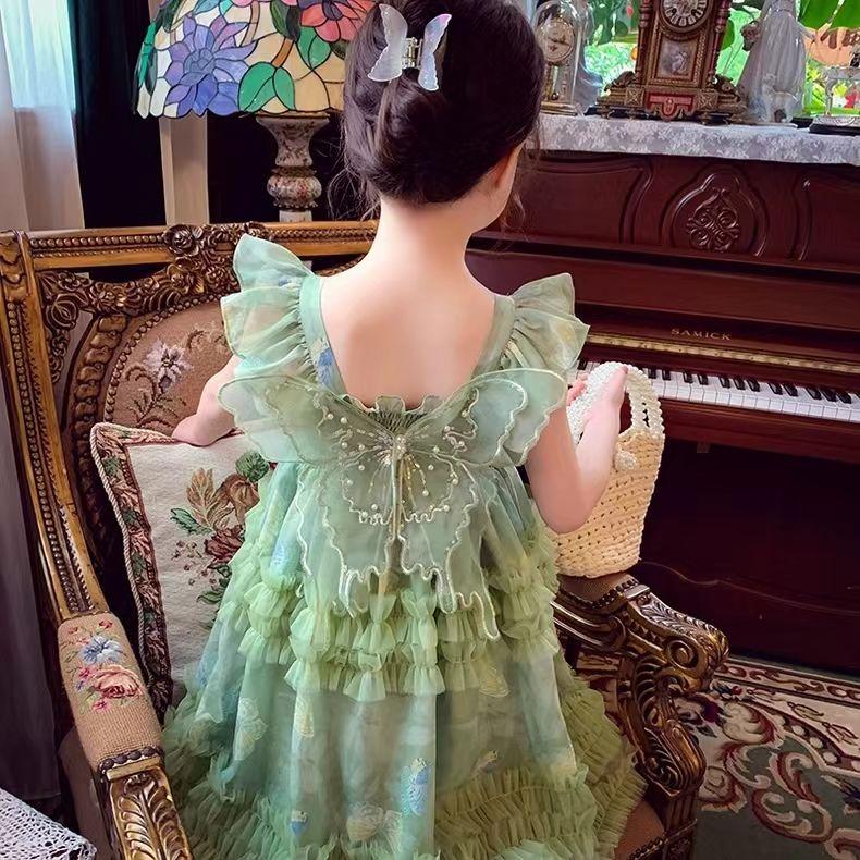 Váy Bé Gái CN-D008 Thích Hợp Cho Bé 10-40kg Váy Hai Dây Nơ Mùa Hè 2025 Váy Công Chúa Lông Mịn Cho Bé Gái Thời Trang