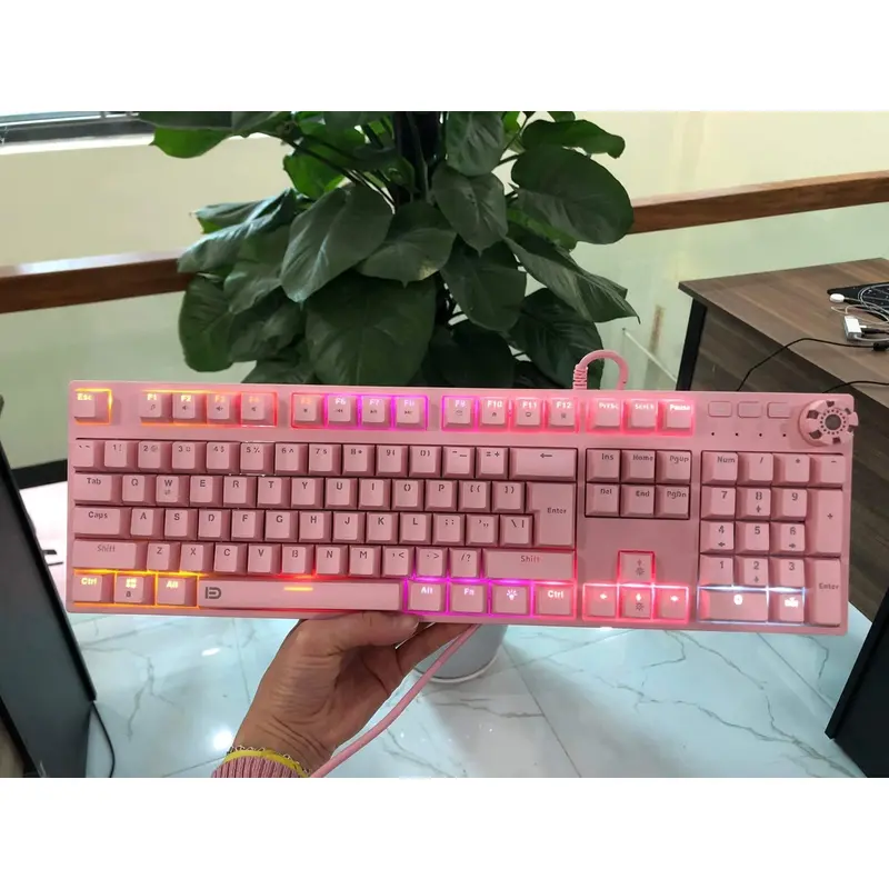Bàn Phím Cơ Hồng FD 619 với 108 phím Rainbow 1