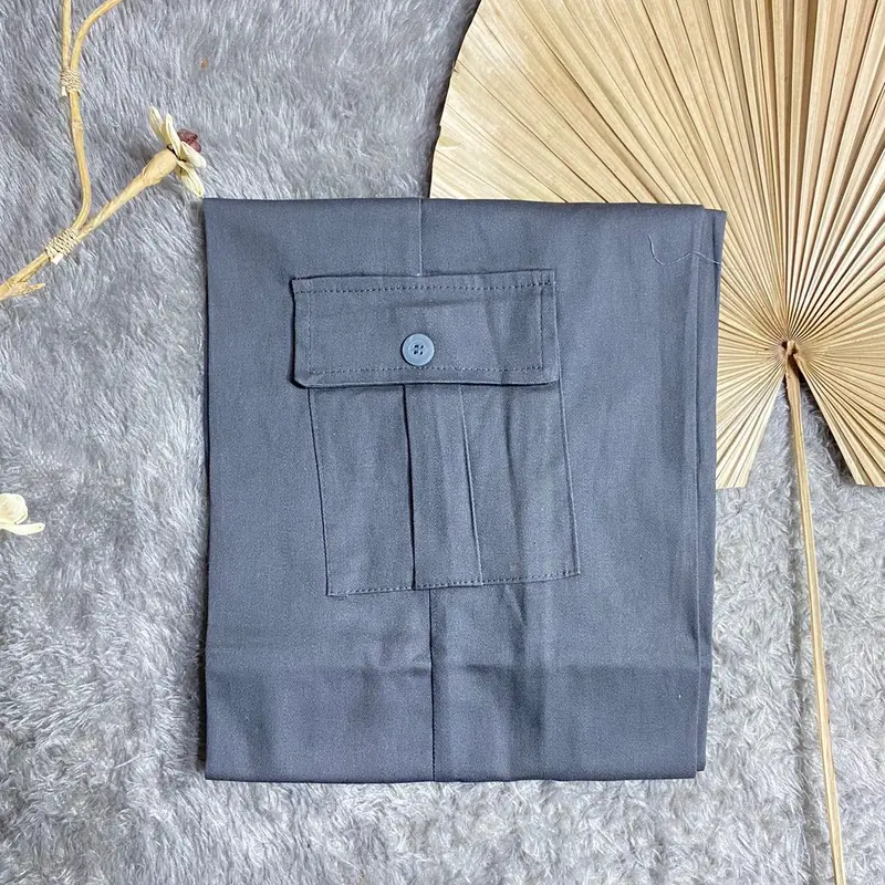 AESTORE - Zena Celana Kulot Cargo Panjang Wanita Highwaist Premium Berkancing Rasleting Bahan Twill Combad Premium Kekinian Korean Style Kantong kanan kiri pinggang belakang Karet  celana panjang Kerja Bawahan Basic Formal Samping Kantor Nyaman outfit 5