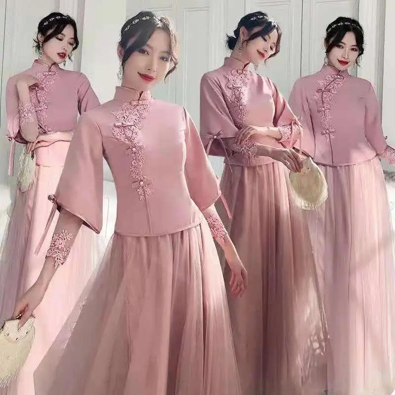 Product Introduction of Daidai (Ready Stock) Bridesmaid Dress Elegant Chinese Cheongsam Wedding Chinese Retro Bridesmaid Dress Long Elegant Graceful Daily Style Dress Female Friends Sisters Group Improved Cheongsam 25