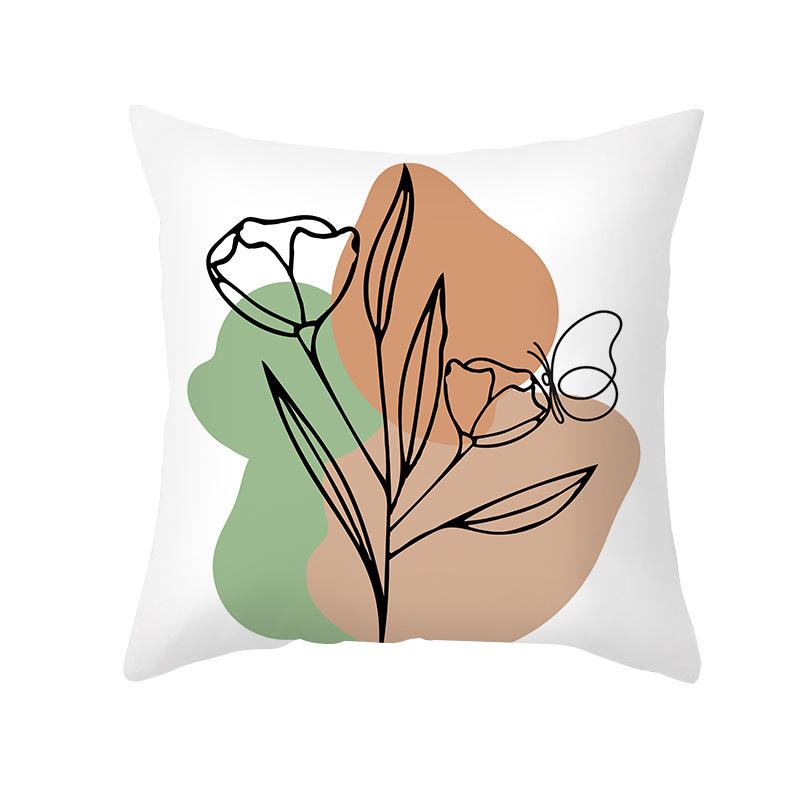 HD Printed Pillowcase For Sofa Nordic Leaf Style Cotton Pillowcase Soft For Home Decoration 18*18inch 2