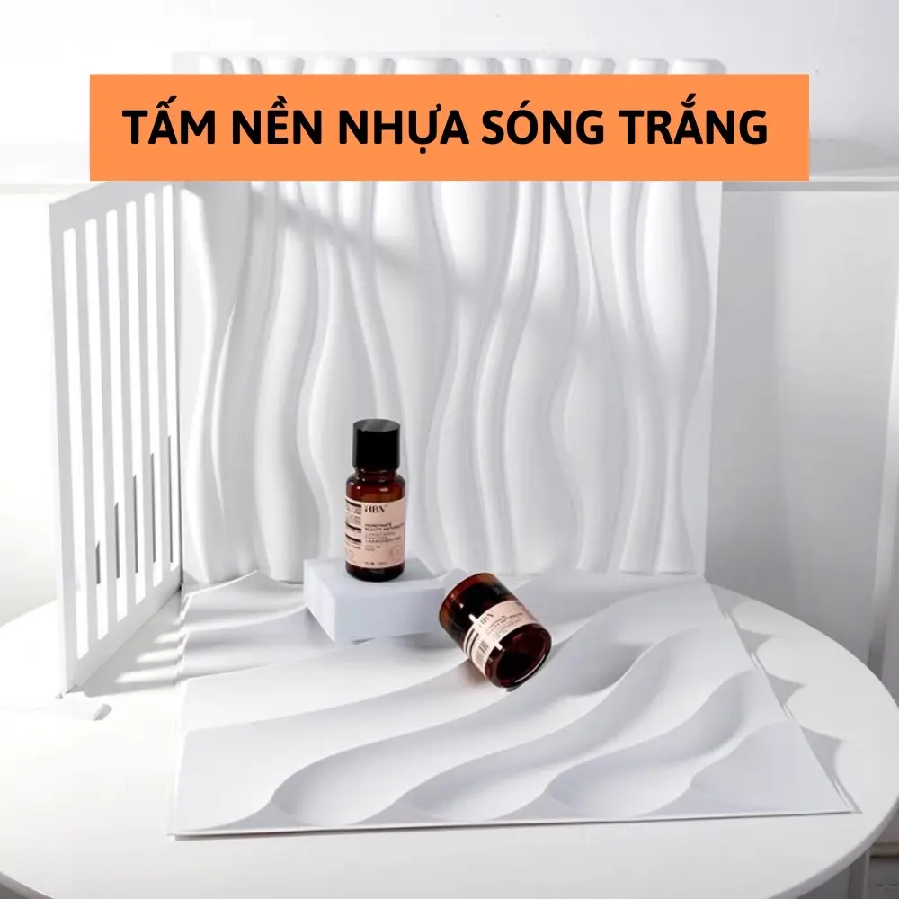 (GIÁ 1 TẤM) Phông nền chụp ảnh lượn sóng 3D màu trắng, background chụp ảnh bằng nhựa 3D dễ dàng lau chùi