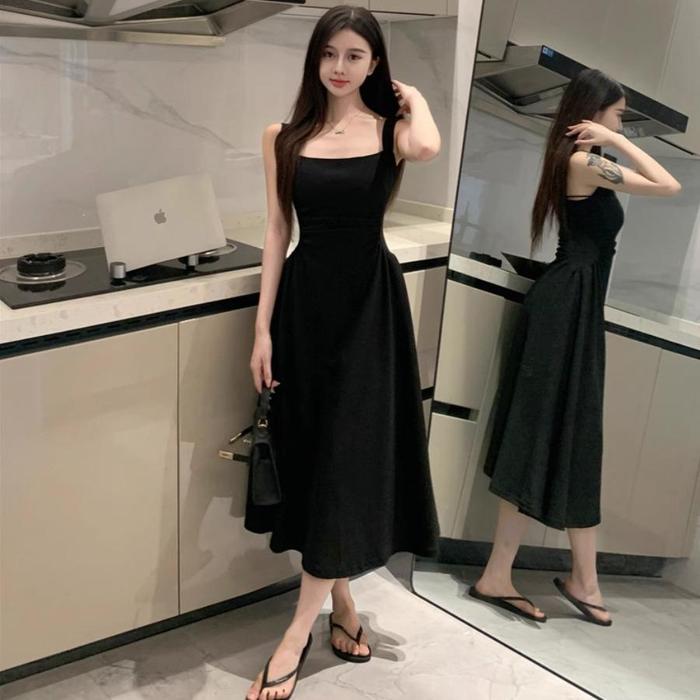 Promo 25009 black dress panjang polos kondangan simple elegan korean style  wanita kekinian long black dress hitam elegant gaun pesta mewah elegan -  7995-black, XXL - Kota Administrasi Jakarta Utara - Herthaduga1212