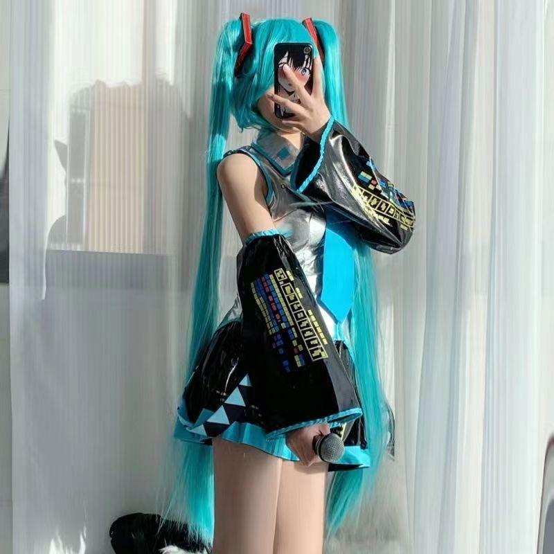 Product Introduction of 2025 [4387 People Collected] Hatsune Miku Cosplay Costume MIKU Official Costume Japanese Girl Anime Silver Patent Leather JK Women's Cosplay Set costume 4