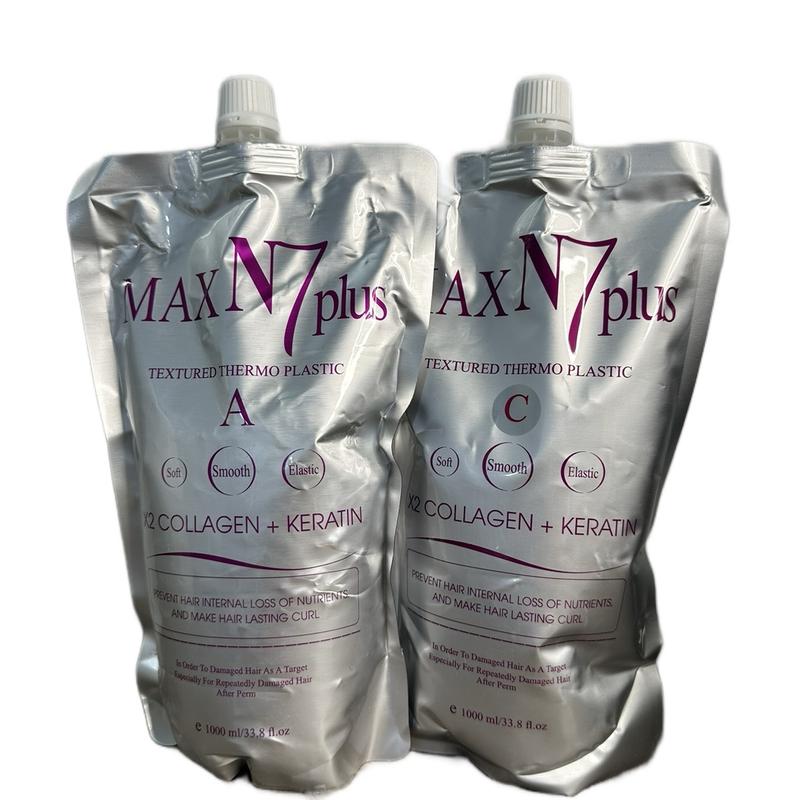 Thuốc uốn duỗi xoăn nóng Max N7 collagen A B C 1000ml Thuốc Uốn duỗi Tóc khoẻ mềm mượt bóng tóc Đổi Màu Tóc Nữ