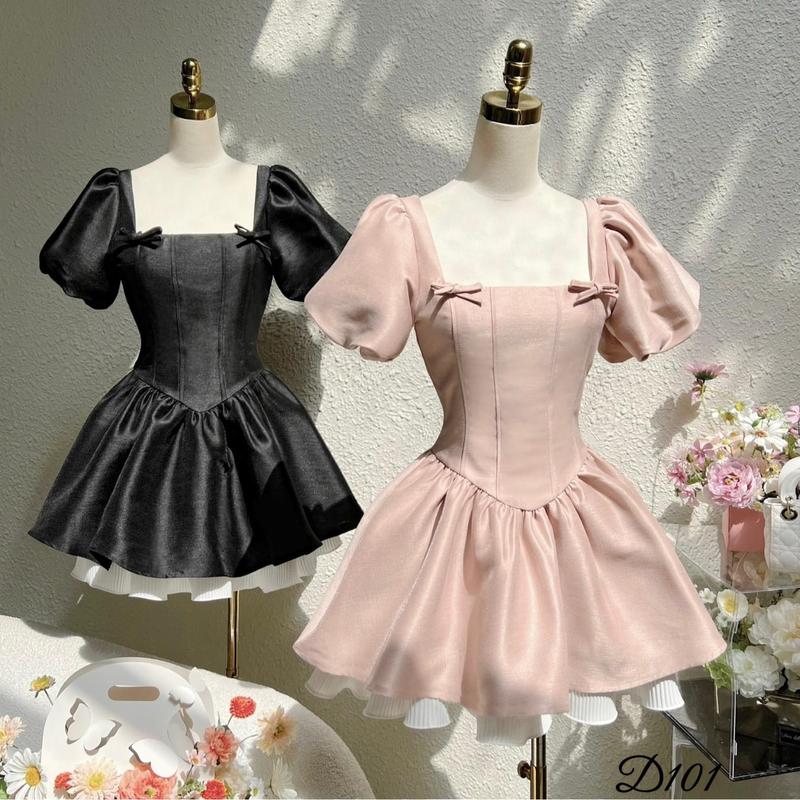 D101 Đầm BIGSIZE dễ thương gọn dáng dập ly tỉ mỉ may 2 lớp cao cấp CÓ VIDEO MẪU MẶC - Ú XINH STORE Nữ Women Dress Tafta Fine dập ly