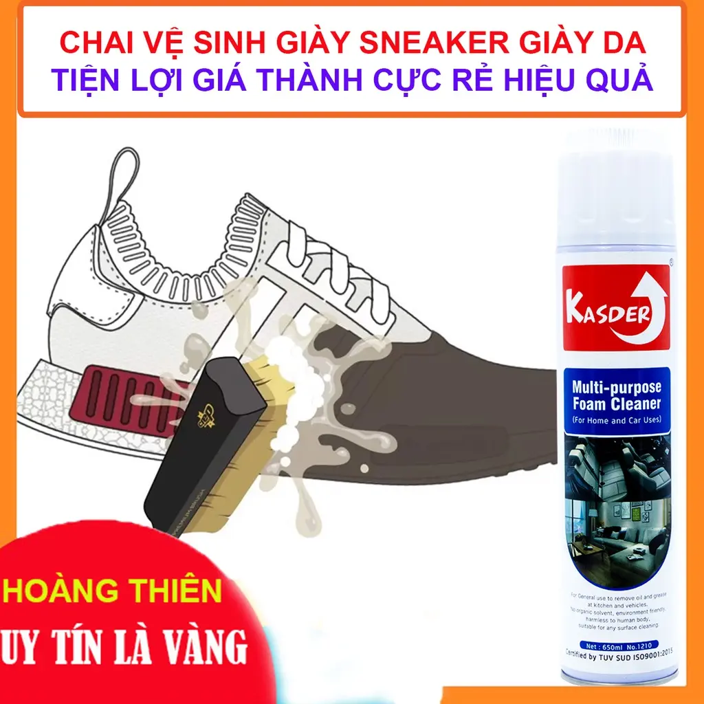 Chai Vệ Sinh Giày - Vệ Sinh Giày - Làm Sạch Túi Xách, Ví, Thắt Lưng, Sofa, Ghế Da - Lọ Lớn Dạng Bọt - FOAM