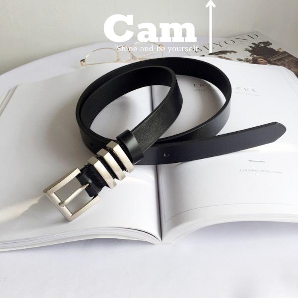 Thắt Lưng Da Nam Nữ 3 Sọc SLR Cao Cấp Dây Nịt Unisex Hàn Quốc Màu Đen Bản Nhỏ 2.3cm - Camcamvintage