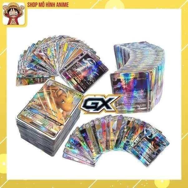 Bộ 100 Thẻ Bài Pokemon Tiếng Anh GX VSTAR Vmax lấp lánh 3D
