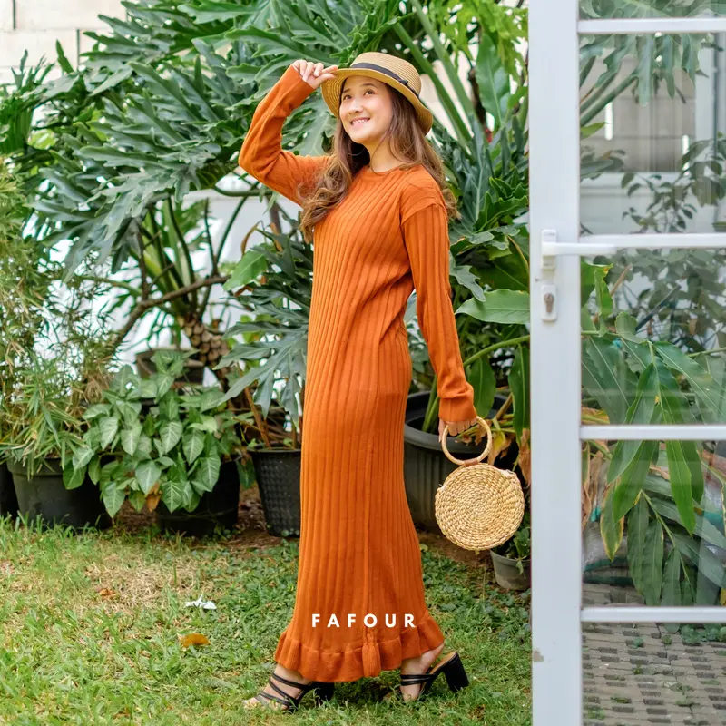 ELOISE - GAMIS DRESS RAJUT BASIC POLOS WANITA KRIWIL FIT BODY PREMIUM 1