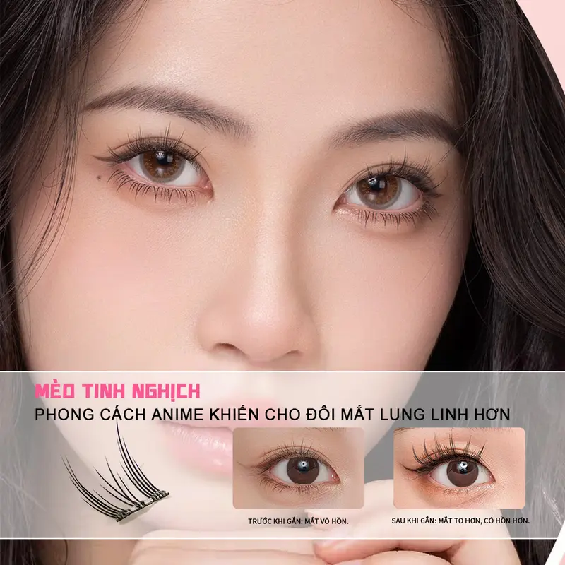 [ĐỘC QUYỀN LIVESTREAM] Mi giả tự nhiên có sẵn keo dùng để nối mi dạng đuôi cá loại A, có thể tái sử dụng nhiều lần 1
