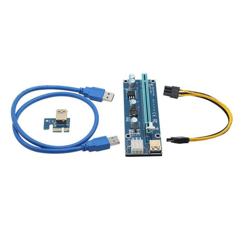 Product Introduction of 60cm Riser PCI-E Riser Card 009S PCI-E Express 1x to 16x Extender USB 3.0 Cable  15Pin to 6Pin Power Cable 0