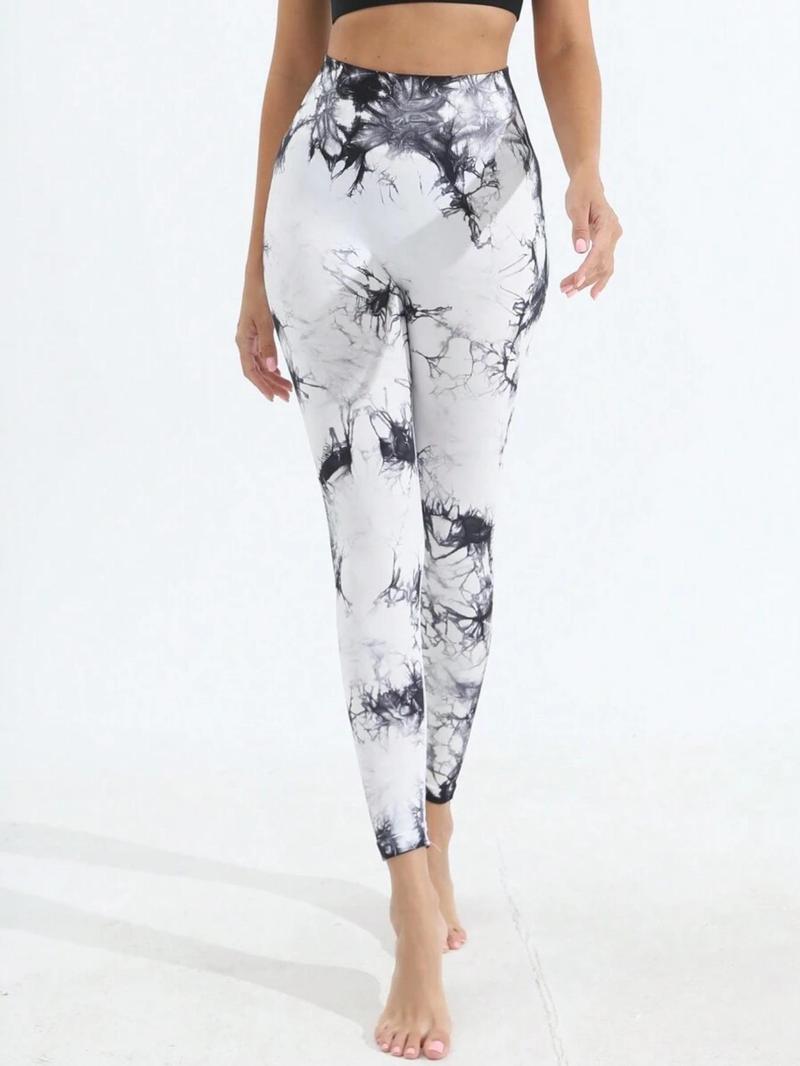 Product Introduction of Women's Tie Dye Print High Waist Sports Leggings, Sporty Comfy Breathable Seamless Skinny Pants for Yoga Gym Workout, Ladies Sportswear for All Seasons 2