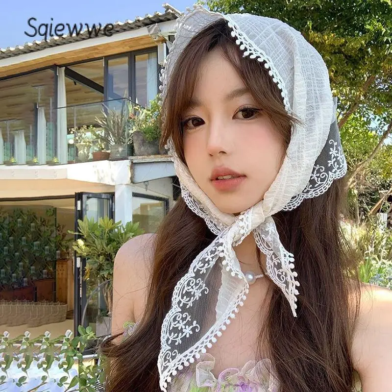 Wide Elastic Lace Headband fo Women Stretch Lace Head Coverings for Women Travel Photography