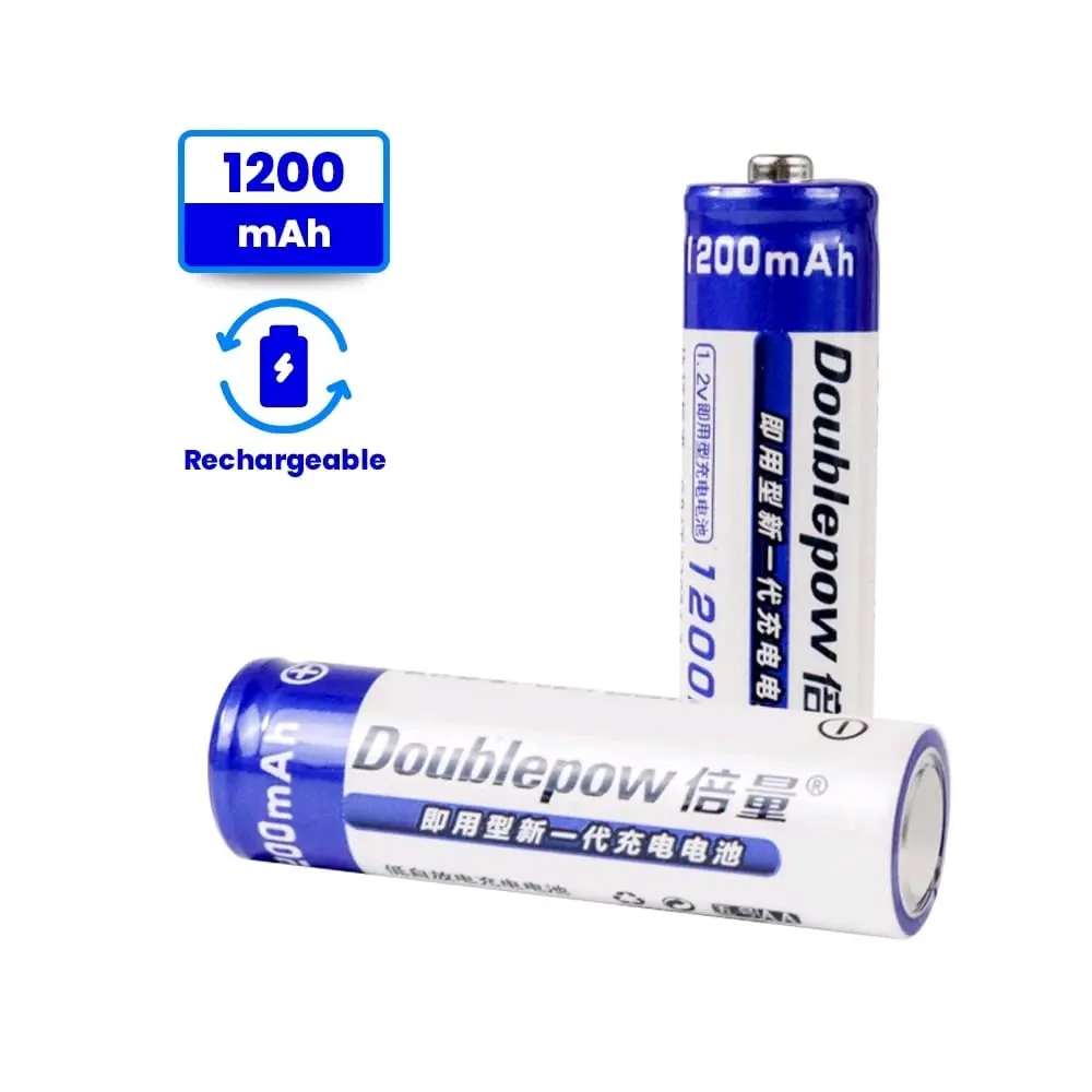 2 Pcs DOUBLEPOW Batu Baterai Cas, Baterai isi Ulang AA 1200 mah, Rechargeable Bateray, Baterai mainan, Baterai jam, Baterai remot bisa dicas