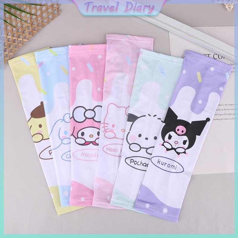 Product Introduction of Sanrio Anime Hello Kitty Kids Arm Sleeves Sun Protection Cooling UV Protection Sleeves Anti-Slip Ice Silk Arm Covers Gift 10