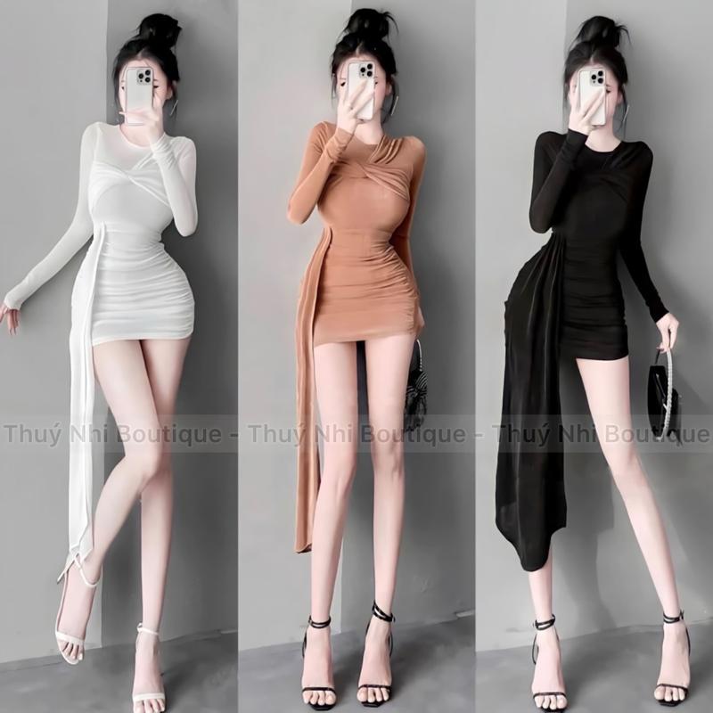 ĐẦM BODY NHÚN XOẮN NGỰC PHỐI TÀ THUN LỤA