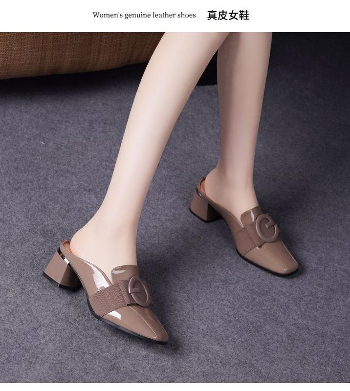 Product Introduction of Hộp Ngón Chân Mùa Hè, Da Thật, Gót Trung Bình Dép Lười Nữ, Hỗ Trợ Nửa, Giày Nữ, Dép Cao Gót, Da Bóng, Hàng Mới Về 2024, Thích Hợp Cho Ngoài Trời 4