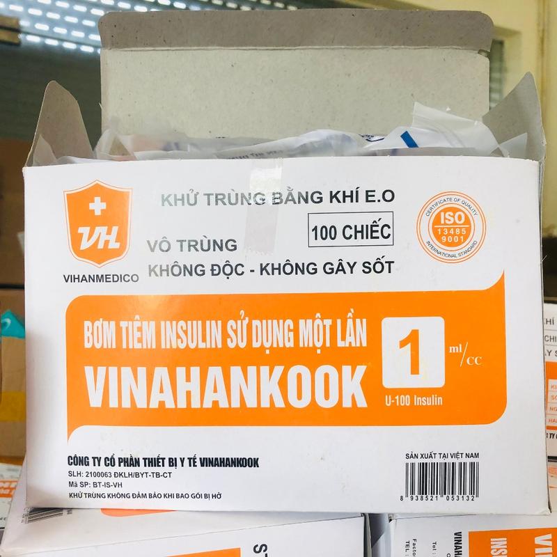 Hộp 100 cây bơm tiêm tiểu đường vinahankook 1ml insulin 100 đầu kim 30gx1/2 2