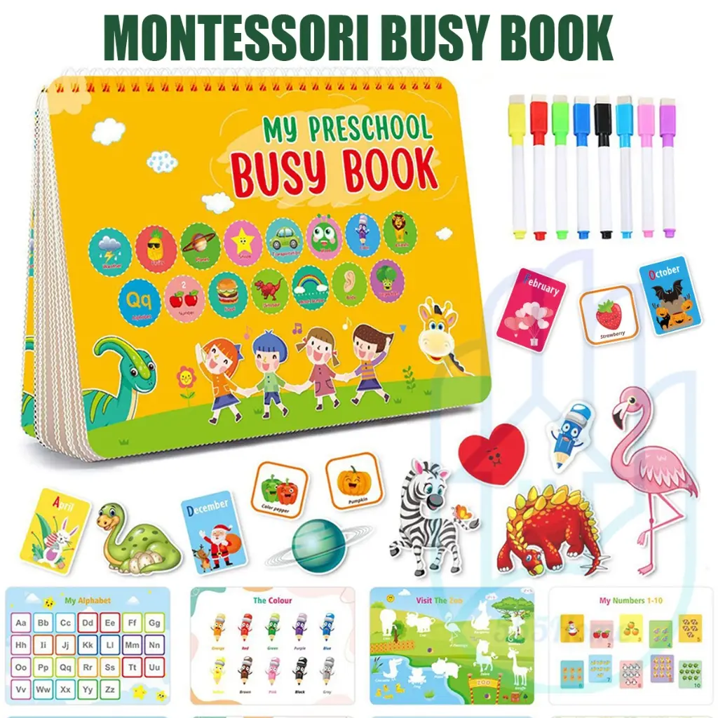 [SG] Montessori Busy Book 15 Themes / Activity Velcro Writing Book / Prechool Early Learning Educational Toys Baby Kids