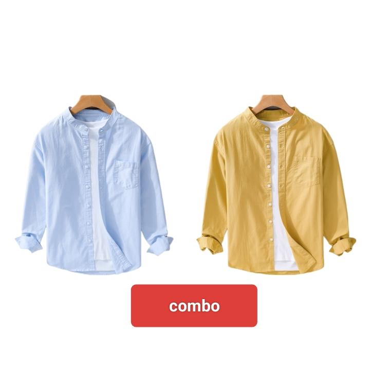 Áo sơ mi Đũi nam dài tay kiểu dáng Basic Menswear Đũi cổ tàu 8