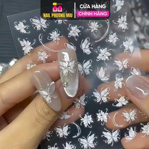 Sticker 5D Hình Bướm Hoa Nổi TL030 Hình Dán Móng Lụa Nổi Đính Đá Hàn Quốc Làm Nail Mẫu Mới Nữ Women