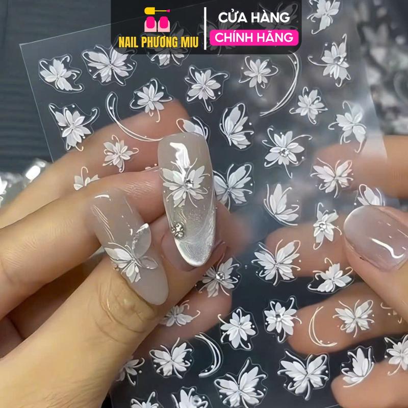  Sticker 5D Hình Bướm Hoa Nổi TL030 Hình Dán Móng Lụa Nổi Đính Đá Hàn Quốc Làm Nail Mẫu Mới Nữ Women 