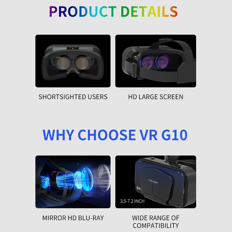 Original G10 IMAX Giant Screen VR Glasses 3D Virtual Reality Box Google Cardboard Helmet for 4.7 7" Smartphone Matching Joystick
