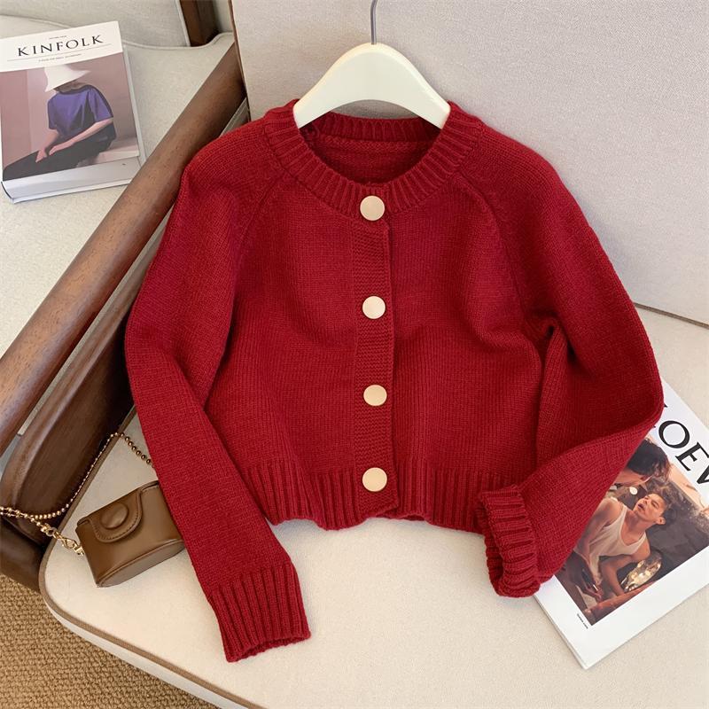 Áo Cardigan Dệt Kim, Phong Cách Lười Biếng Pháp, Áo Khoác Len, Dành Cho Nữ, Hàng Mới Về Mùa Thu Và Mùa Đông, Dài Tay, Dáng Rộng Vừa Vặn, Áo Len Ngắn, Áo Bé