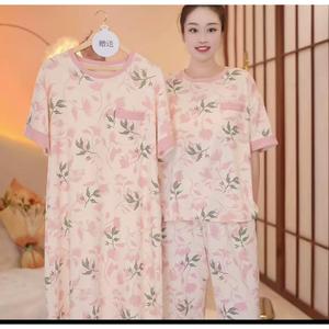 Womens Summer Sleepwear Set RoundNeck ShortSleeve Shorts Skirt LiveStream