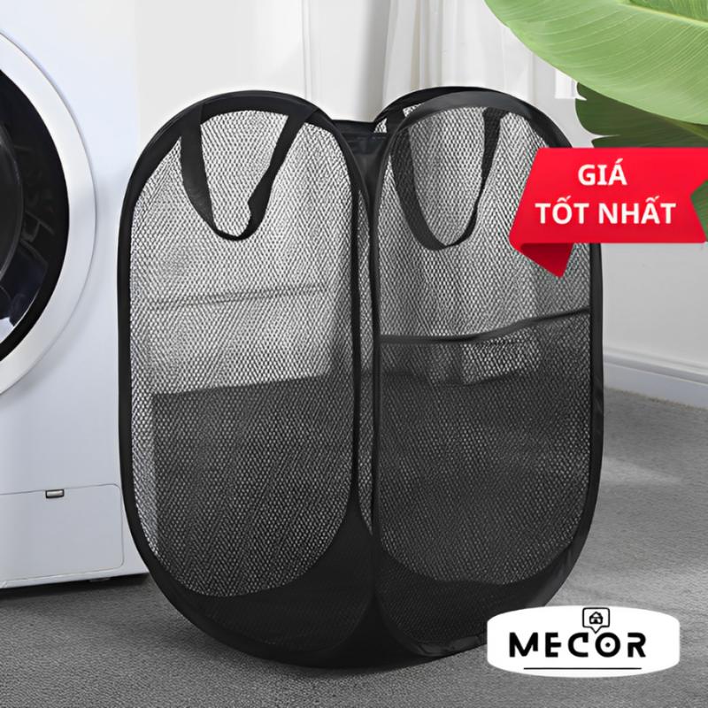 Sọt Giỏ lưới đựng quần áo giặt cỡ lớn 72L gấp gọn thông minh- Túi Rổ đựng đồ cứng cáp