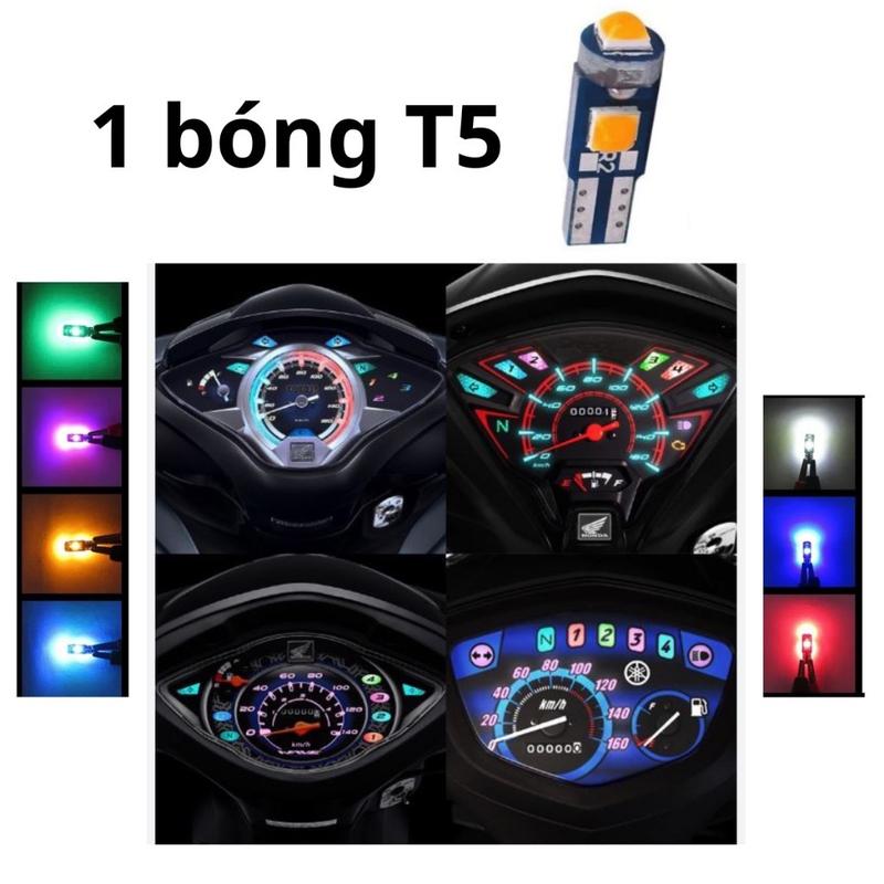 1 bóng Đèn LED T5 3SMD 3030 gắn mặt đồng hồ xe Sirius Wave nhỏ Ex135 Wave Blade Galaxy SYM Fu  nguồn 12V DC