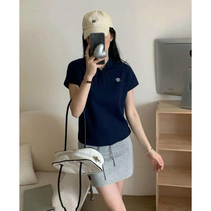 Product Introduction of Áo Polo Tay Lỡ Màu Trơn Đơn GIẢN Thêu Chữ TB tag WG.WE Minxu Shop POLO10 9