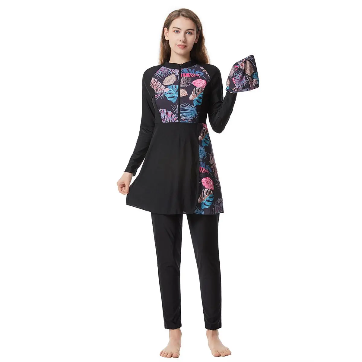 Muslim Swimwear Two Piece Long Sleeve Swimming Suit