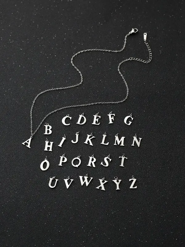 Street Style Letter Detail Pendant Necklace, Letter Charm Chain Necklace for Mom, Fashion Jewelry Accessories for Men & Women As Gift 3