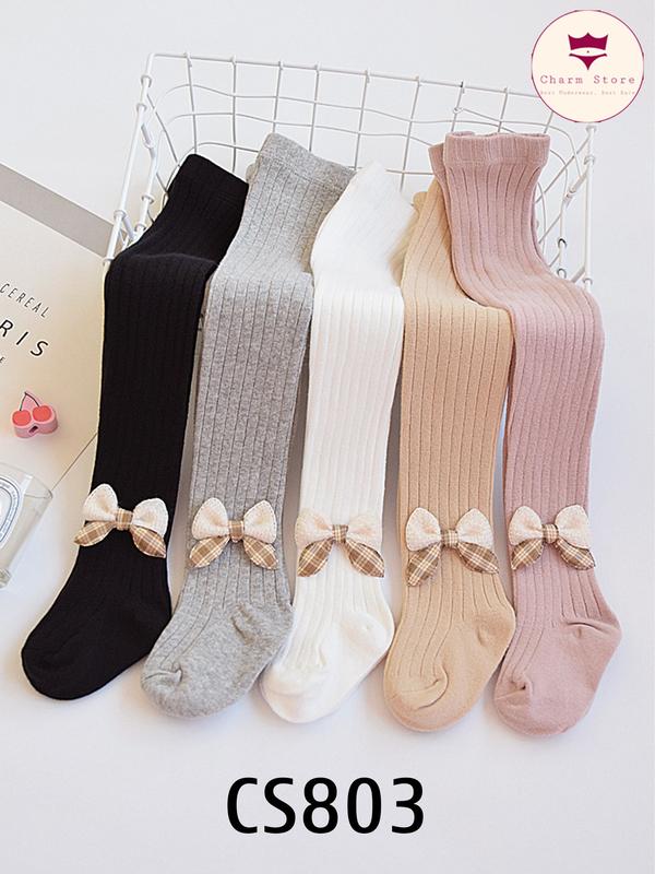 Quần tất cho bé gái, quần legging cho bé gái 2-10 tuổi, len cotton dày dặn, giữ ấm, đính nơ điệu đà CS803