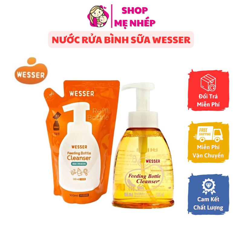 Nước rửa bình sữa Wesser chính hãng Hàn Quốc chai 500ml túi 500ml