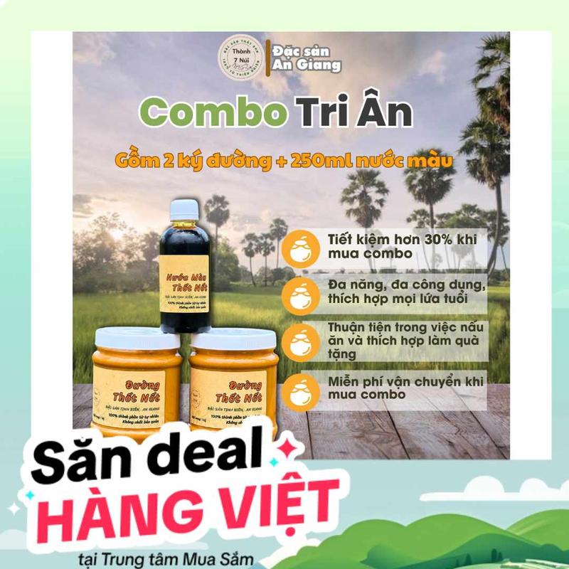 [ 2KG ĐƯỜNG + 250ML NƯỚC MÀU ] Đường Thốt Nốt 2kg + Nước Màu 250ml – Đặc Sản An Giang Chuẩn Nhà Làm, Ngọt Thanh, Không Chất Bảo Quản