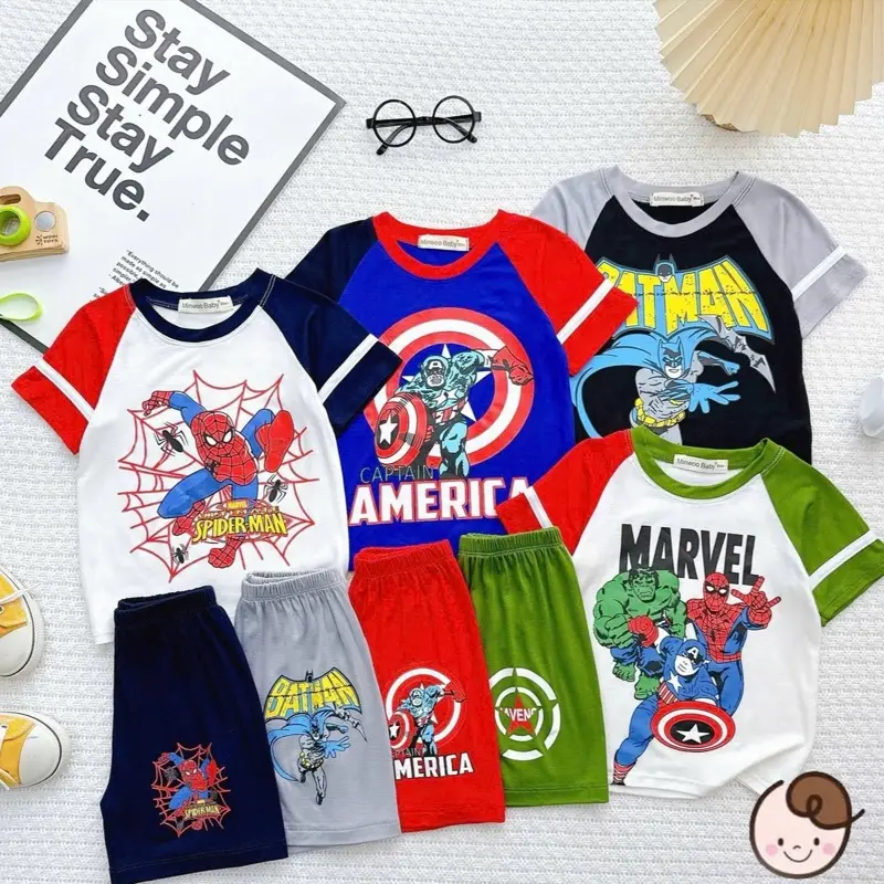 Đồ bộ siêu nhân cho bé- vải thun lạnh thoáng mát hoạ tiết năng động cute thoải mái/ hàng chính phẩm