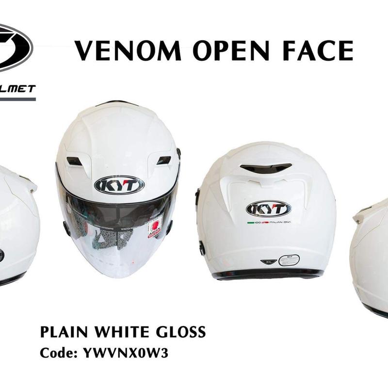 Nón KYT 3/4 venom Trắng. Nón bảo hiểm chính hãng