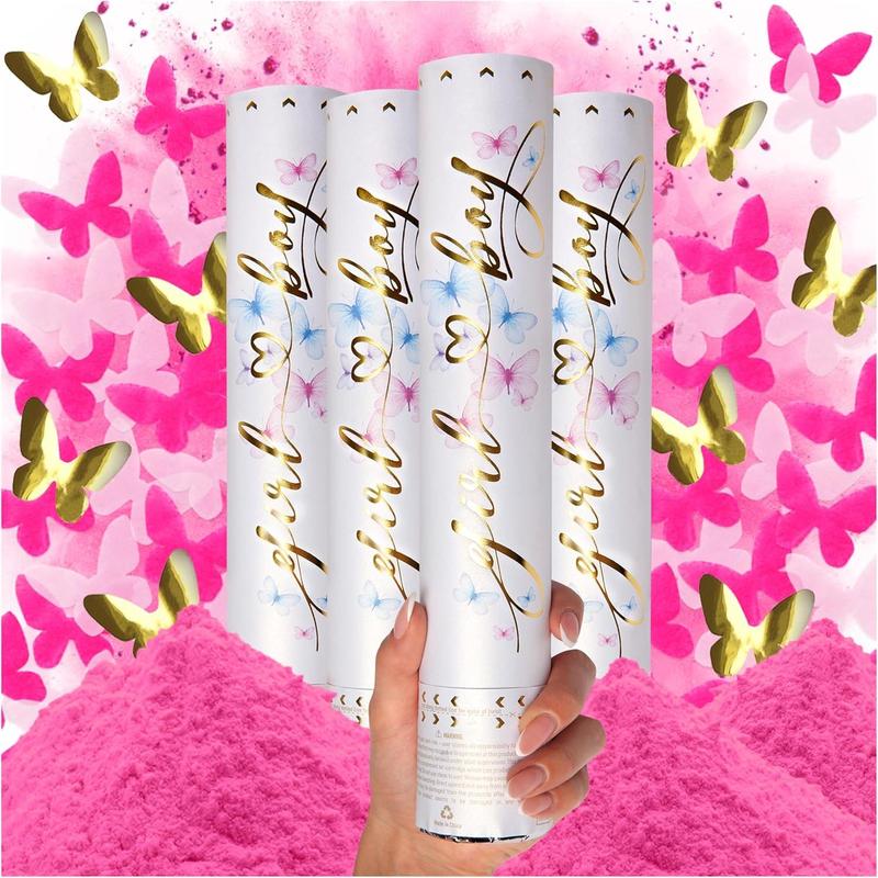 Gender Reveal Confetti Cannon - Biodegradable Powder & Butterfly Shaped ...