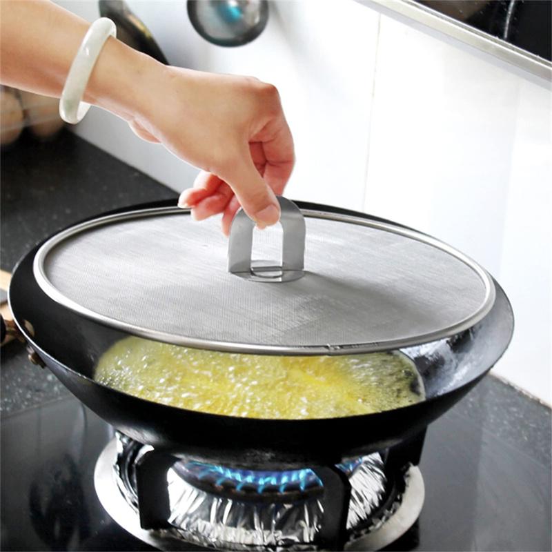 Product Introduction of 25-33cm Oil Splash Proof Mesh Cover Grease Splatter Screen Frying Pan Lid Home Spill Proof Mesh Cover Kitchen Tools<Easy Cook> 25