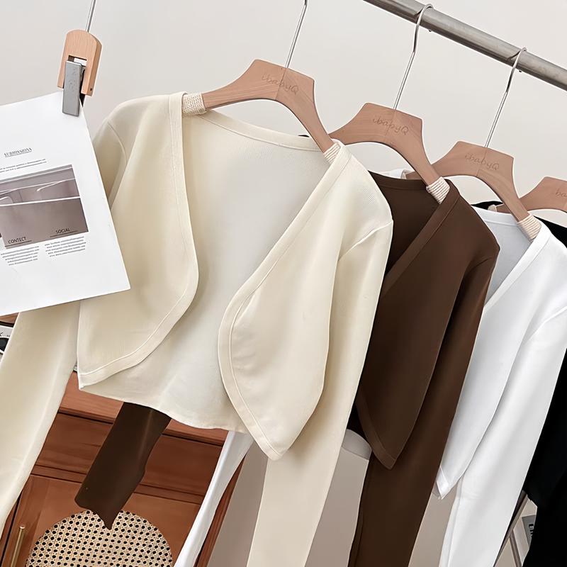 [Có bigsize] áo khoác nữ cardigan dệt kim mỏng thoáng khí tay dài chống nắng dáng croptop phong cách Hàn quốc Cardigan Women Jacket Kem