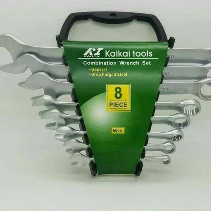 Kunci Ring Pas Set 8 Pcs Kagon Kaikai 6MM - 22MM High Quality/kunci lengkap full set/kunci 1set lengkap/kunci l 1set komplit/konci2 bengkel motor set/kunci pass 1 set lengkap kunci  pas