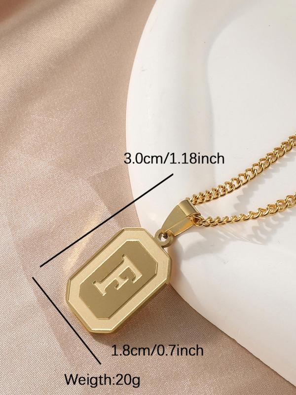 Fashion Letter Detail Pendant Necklace for Men & Women, Simple Casual Style Stainless Steel Jewelry for Daily Wear, Trendy All-match & Exquisite Jewelry for Birthday Gift 1